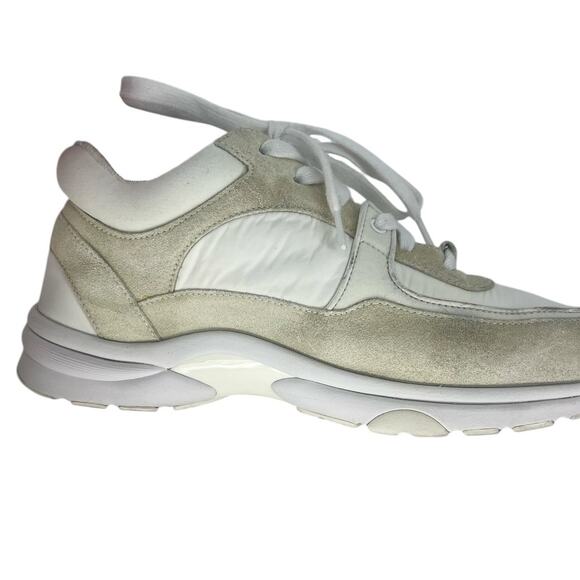 Chanel 2020 CC Logo Low Top Mixed Media Suede and Leather Nylon Chunky Sneakers - Picture 11 of 16